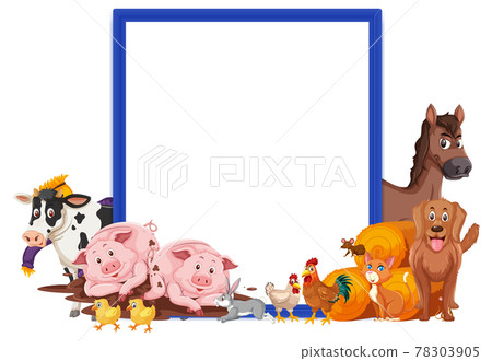 Empty banner with many farm animals - Stock Illustration [78303905] - PIXTA