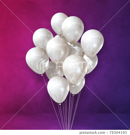White balloons bunch on a purple wall background White balloons bunch on a purple wall background 78304193