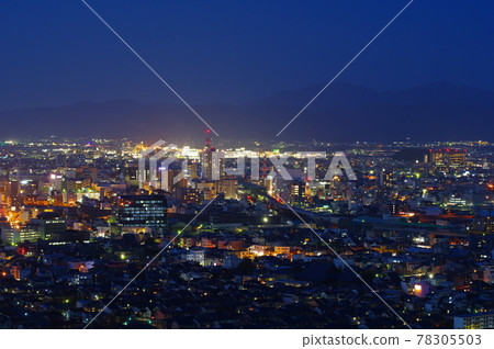 Fukui City Night View Hachimanyama Observatory Blue Hour Fukui City Night View Hachimanyama Observatory Blue Hour 78305503