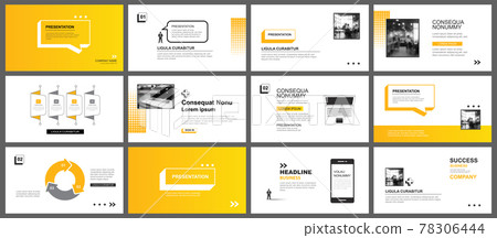 Presentation and slide layout template. Yellow geometric modern design background. Use for business annual report, flyer, marketing, leaflet, advertising, brochure, modern style. 78306444