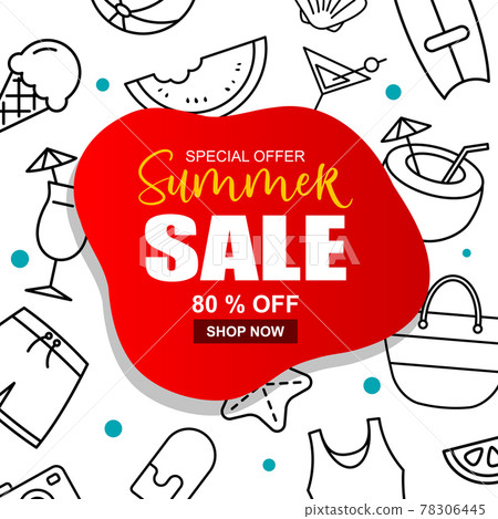 Summer sale banner cover template background. Summer discount special offer cute design. 78306445