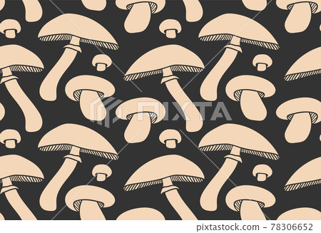 Seamless pattern with hand drawn mushrooms. Vector illustration. Botanical pattern for textiles and wallpapers, menu. 78306652