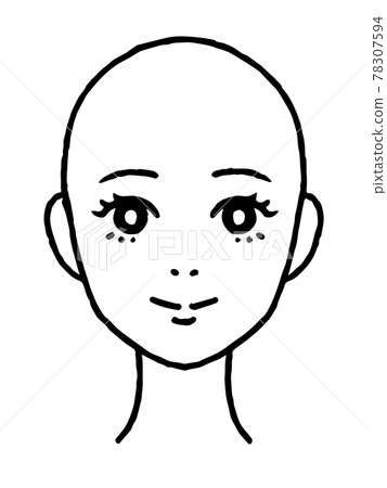 Face illustration of a young woman facing the front (black and white without hair) Face illustration of a young woman facing the front (black and white without hair) 78307594