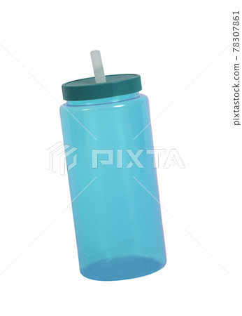 used blue plastic flask on white used blue plastic flask on white 78307861
