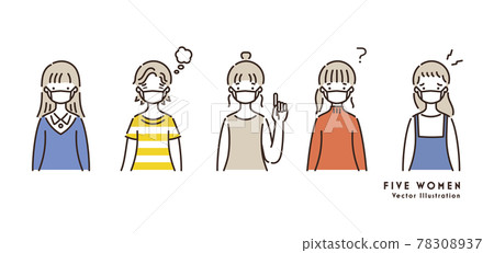 Illustration set of women in masks 78308937