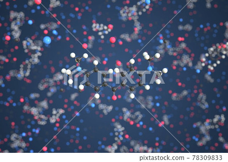 Michler's ketone molecule, conceptual molecular model. Chemical 3d rendering Michler's ketone molecule, conceptual molecular model. Chemical 3d rendering 78309833