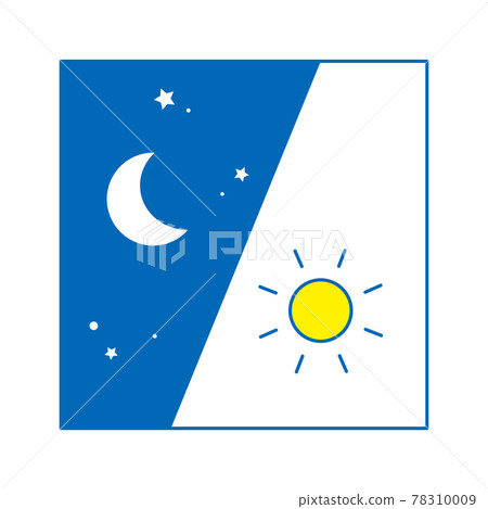 Night and morning image Square icon. From left to night, daytime (line art, blue) Night and morning image Square icon. From left to night, daytime (line art, blue) 78310009