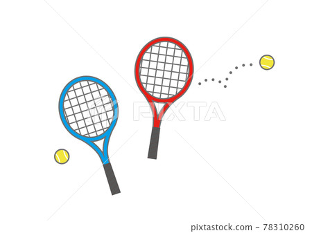 紅色和藍色網球拍和網球 78310260