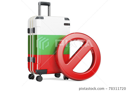 Bulgaria Entry Ban. Suitcase with Bulgarian flag and prohibition sign. 3D rendering Bulgaria Entry Ban. Suitcase with Bulgarian flag and prohibition sign. 3D rendering 78311720