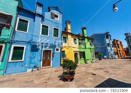 Beautiful Multi colored houses in Burano Island - Venice Lagoon Veneto Italy 78311904