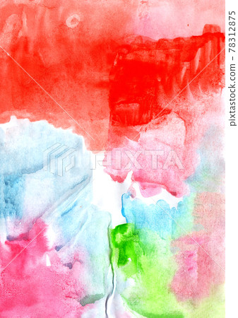 Watercolor abstract handmade wash painting background in blue, green, red, pink colors 78312875