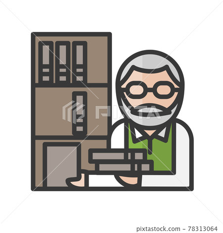 Male librarian avatar. Books seller character. Profile user, person. Roch people icon. Vector illustration Male librarian avatar. Books seller character. Profile user, person. Roch people icon. Vector illustration 78313064