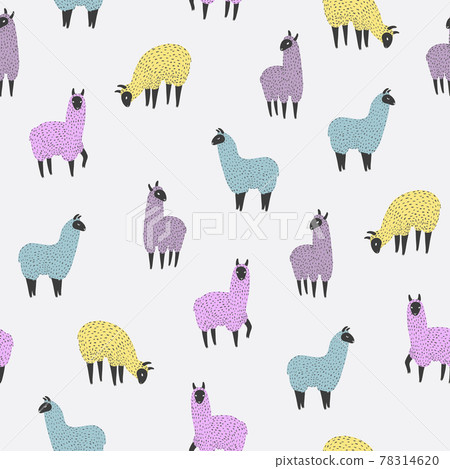 Seamless pattern with cute colorful llama 78314620