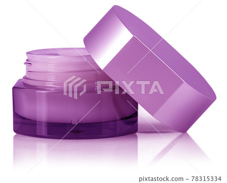 Pink cosmetic cream in container isolated on white background 78315334