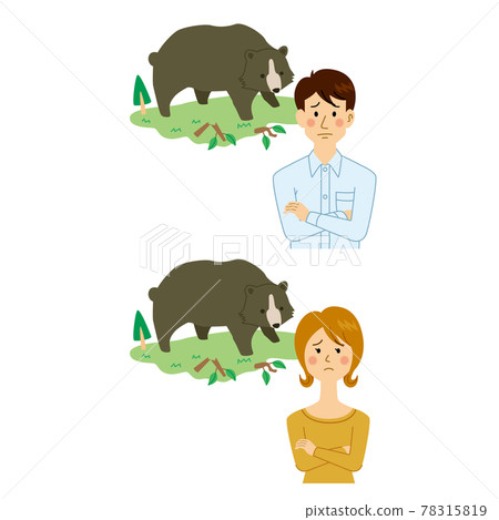 因害蟲熊出現而陷入困境的男女 78315819