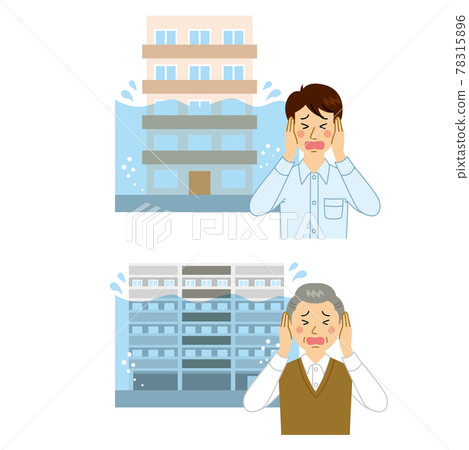 一個在公寓被淹沒時哀悼的人 78315896