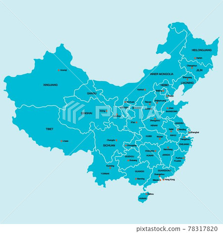 Doodle freehand drawing China political map with major cities. Vector illustration. 78317820
