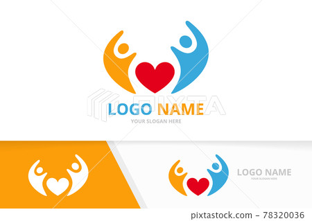 Vector human heart logo combination. Family love logotype design template. 78320036
