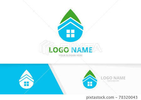 Vector water drop and house logo combination. Unique oil and building logotype design template. 78320043