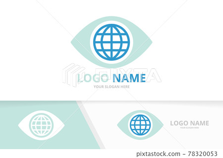 Vector eye and globe logo combination. Unique world logotype design template. Vector eye and globe logo combination. Unique world logotype design template. 78320053