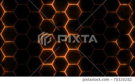 3D rendering of abstract futuristic hexagonal mesh with light effects 78320282