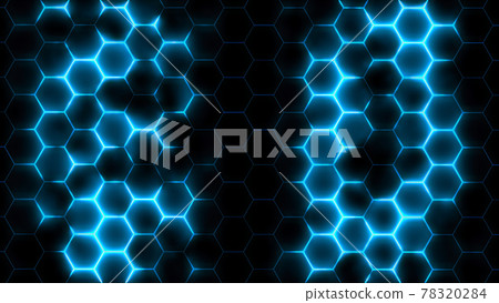 3D rendering of abstract futuristic hexagonal mesh with light effects 78320284
