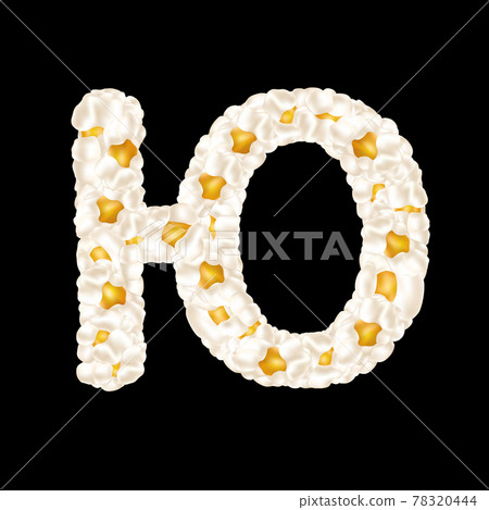 Cyrillic alphabet letter made up of airy popcorn. Vector illustration 78320444