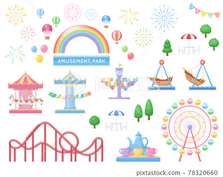 Cute amusement park ride set_Illustration material Cute amusement park ride set_Illustration material 78320660