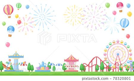 Cute amusement park frame_illustration material_16: 9 78320801