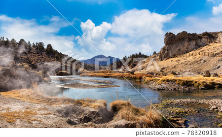View of natural Hot Springs at Hot Creek Geological Site 78320918