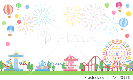 可愛的遊樂園frame_illustration material_flat_16:9 78320938