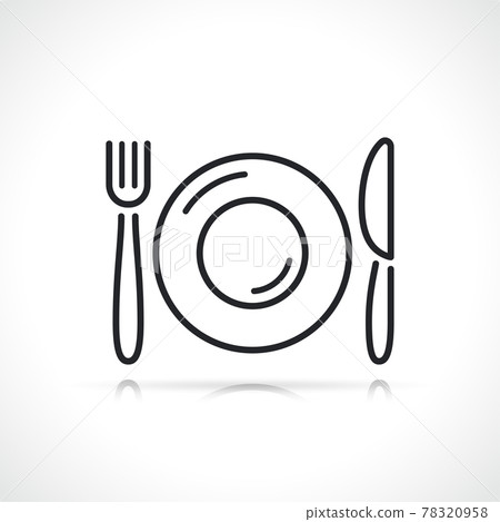 cutlery and plate line icon cutlery and plate line icon 78320958