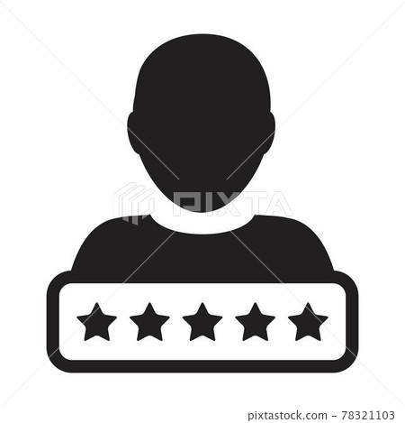 Star rating icon for social credit score system vector male user person profile avatar symbol for in a glyph pictogram illustration 78321103