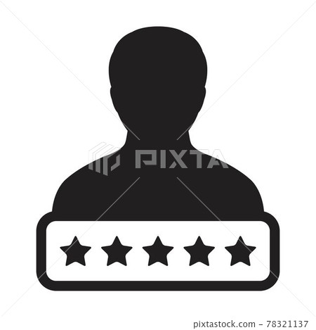Credit score icon social 5 star rating vector male user person profile avatar symbol for in a glyph pictogram illustration 78321137