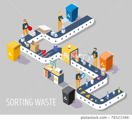 Waste sorting plant, vector flat isometric illustration 78321566