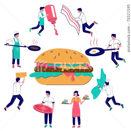 Burger cooking, vector flat style design illustration Burger cooking, vector flat style design illustration 78321595