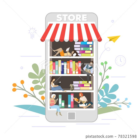 Bookstore online concept vector flat style design illustration Bookstore online concept vector flat style design illustration 78321598