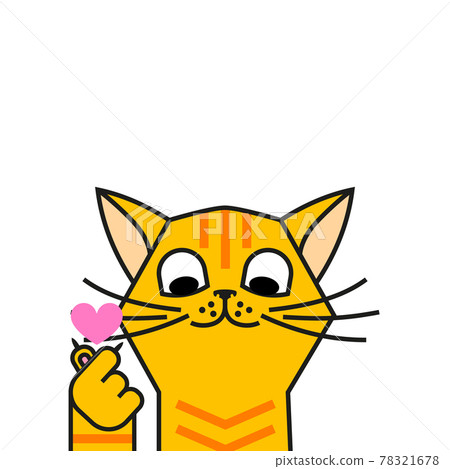 Redhead cat loves k pop. Korean symbol hand heart 78321678