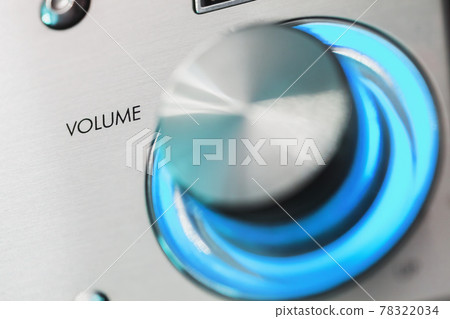 Shiny metallic volume control knob with text Shiny metallic volume control knob with text 78322034