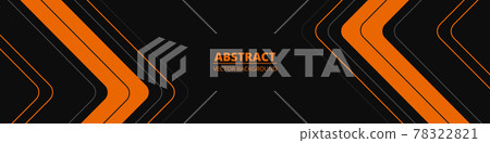 Black abstract wide banner with orange and gray lines, arrows and angles. Dark modern sporty bright futuristic abstract background. Wide vector illustration EPS10. Black abstract wide banner with orange and gray lines, arrows and angles. Dark modern sporty bright futuristic abstract background. Wide vector illustration EPS10. 78322821