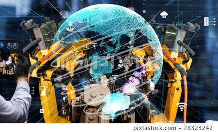 Smart industry robot arms modernization for innovative factory technology 78323242