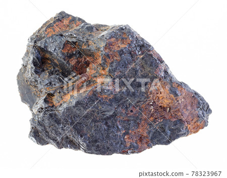 piece of raw wolframite (tungsten ore) stone on white 78323967