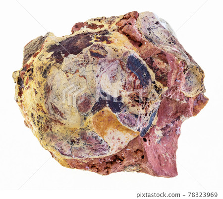 specimen of rough bauxite stone on white 78323969