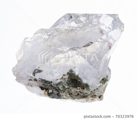 rough clear quartz (rock crystal) stone on white 78323976