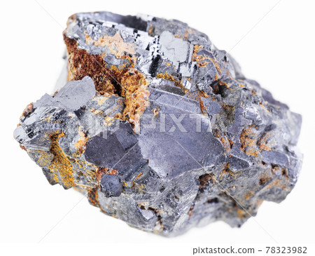 piece of raw crystalline galena stone on white piece of raw crystalline galena stone on white 78323982