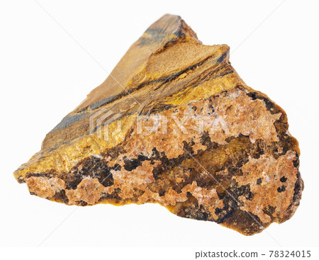 raw tiger's eye (tiger-eye) gemstone on white 78324015