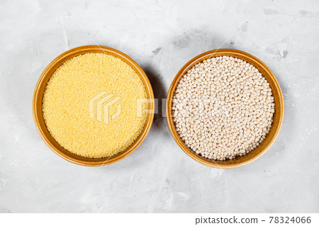 Moroccan and Israeli couscous in ceramic bowls Moroccan and Israeli couscous in ceramic bowls 78324066