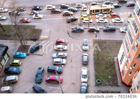 above view of car traffic in residential district above view of car traffic in residential district 78324836
