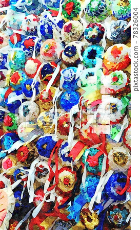 Colored rosettes for equestrian competitions in a small town in Sardinia in Italy. Digital watercolors Colored rosettes for equestrian competitions in a small town in Sardinia in Italy. Digital watercolors 78326004