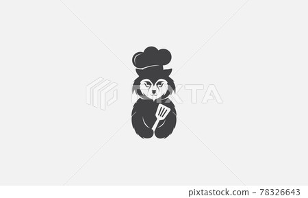 cute animal wolf with chef logo symbol icon vector graphic design illustration 78326643